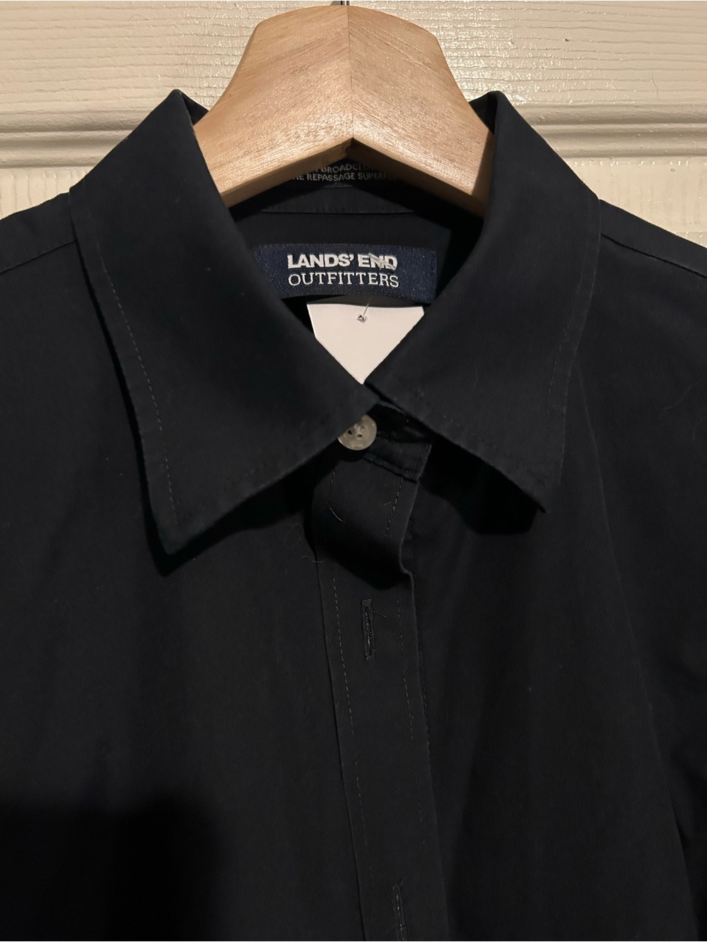 Lands' End Navy Blue Men's Dress Shirt - Classic Button-Up (US10)